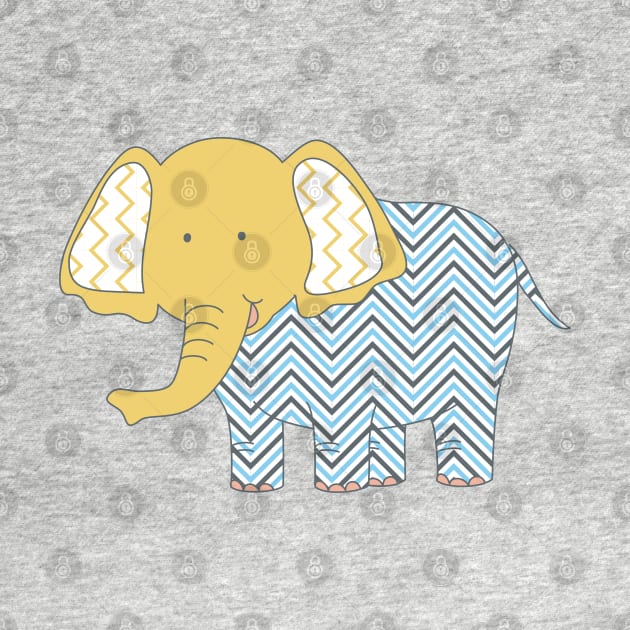 Adorable Friendly Elephant lover Blue and Yellow Pattern Design by Syressence